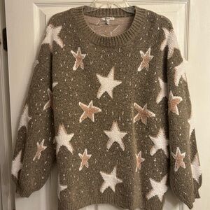 JODIFL Women’s Knit Long Sleeve Sweater. Size medium.  Colors tan and cream